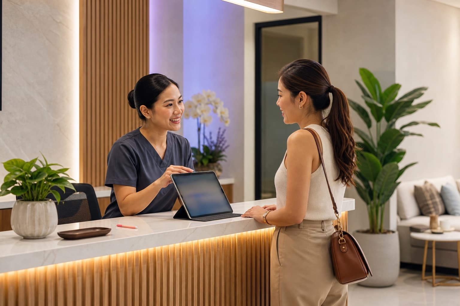 MiraCare Clinic reception desk prepared for patient appointments